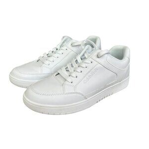 Calvin Klein Hallen White Faux Leather Lace Up Sneakers Size 9.5 Low Top Shoes